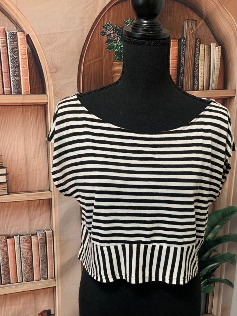 Black & White Stripe Crop Top